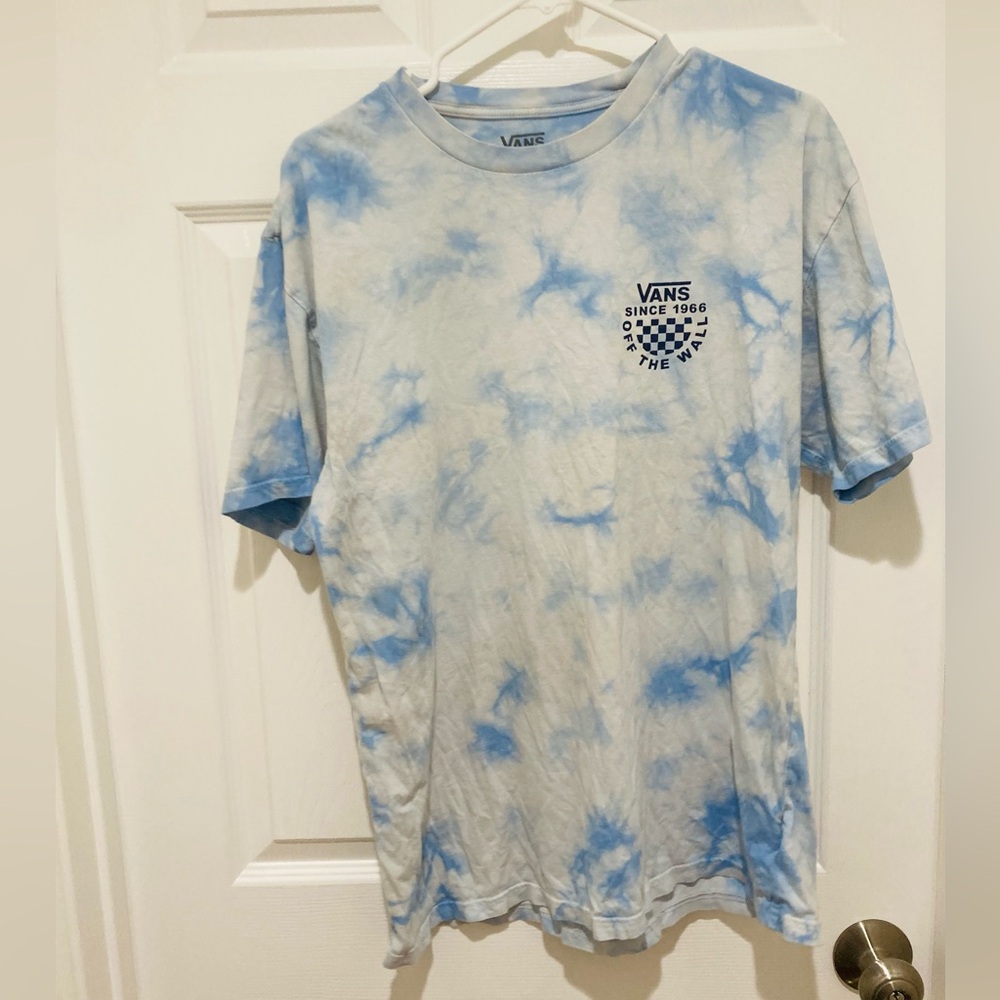 Vans Men's Blue Tie-Dye Logo T-Shirt